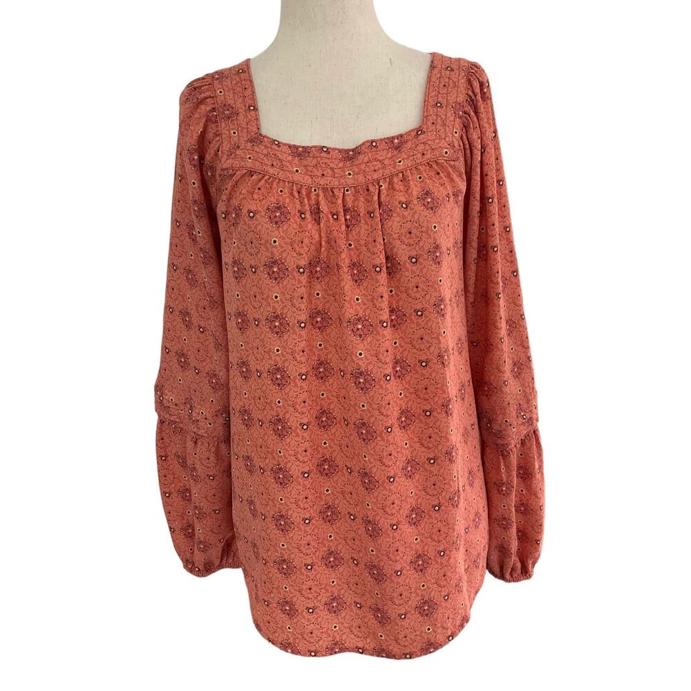 LC Lauren Conrad Peach Square Neck Long Sleeve Top Women's Size Small | 47-40